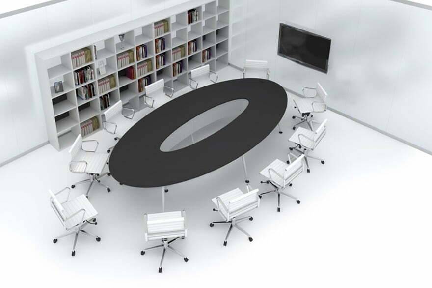 Sử dụng bàn họp oval giúp tiết kiệm không gian phòng họp
